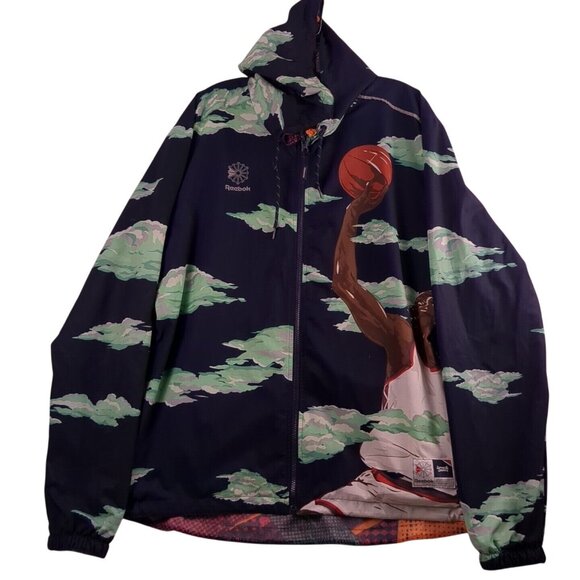 Reebok Reversible All Over Print Windbreaker Lemar & Daubed Jacket Mens Large - Picture 3 of 16